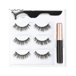 Set 3 Perechi de Gene False, Engros ,6D Magnetice, Aplicator si Tus Eyeliner Model 03