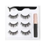 Set 3 Perechi de Gene False, Engros ,6D Magnetice, Aplicator si Tus Eyeliner Model 04