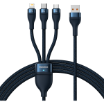 3in1 USB USB 3in1 Flash Series, USB-C + Micro + Lightning 66W, 1.2m Albastru