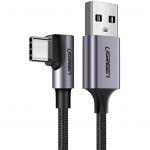 Angulární USB-C 3A Quick Charge 3.0 1m - Negru