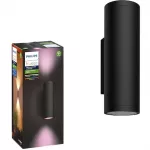 Aplica LED RGB pentru exterior Hue Appear UP&amp;DOWN, 2x8W (98W), 1200 lm, lumina alba si color (2000-6500K), IP44, 84x117x240mm, Negru