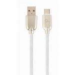 Cablu de date Premium Rubber, USB - USB-C, 1m, White