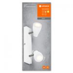 Spot LED dublu ajustabil Pear, 2xGU10, 2x4.3W, 700 lm, lumina calda (2700K), IP20, 274x131x60mm, metal/plastic, Alb