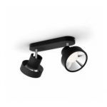 Spot LED Dublu Bukko, 24V, 2x4.3W, 800 lm, intensitate variabila, lumina calda (2200-2700K), IP20, 17x36.6x11cm, Metal, Negru