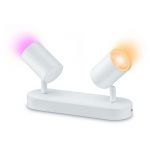 Spot LED RGB Imageo, Wi-Fi, Bluetooth, 2x4.9W, 690 lm, lumina alba si color (2200-6500K), IP20, Metal, Alb