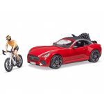 Auto Roadster red with a figurine and a mountain bike