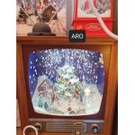Decorațiune Crăciun Engros tip TV vintage,muzicala, cu lumina LED, incarcare USB