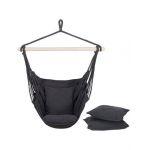 Hamac Engros tip leagan suspendat pentru casa sau gradina, gri cu perne, 130x100cm, 150kg