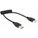 Cablu USB M - USB M, 0.6m, spiralat, negru