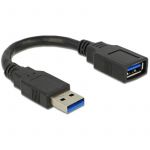 Cablu USB 3.0 F - USB 3.0 M, 0.15m, negru
