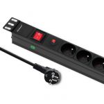 53995 Overvoltage power strip for RACK 19 with CB | 1U | 16A | PDU | 6xFRENCH | 2m