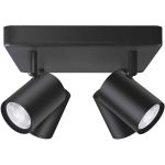 Spot LED RGB Imageo SQ, Wi-Fi, Bluetooth, control vocal, 4xGU10, 4x5W, 1380 lm, lumina alba si color (2200-6500K), IP20, 12.3x22cm, Metal, Negru