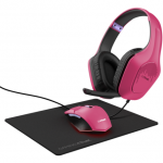 GXT790P TRIDOX 3-IN-1 - Mouse Optic, USB, Pink + Casti cu microfon, USB, Pink + Mouse Pad, Black