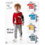 Compleu vatuit Engros pentru baieti, 2 piese, cu model imprimat