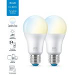 2 Becuri LED inteligente Connected Whites A60, Wi-Fi, E27, 8W (60W), 806 lm, lumina alba (2700-6500K), compatibil Google Assistant/Alexa/Siri