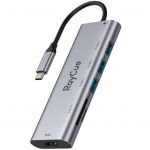 7in1 USB-C la 3x USB-A 3.0 5Gbps + SD/TF 3.0 + HDMI 4K30Hz + PD 3.0 100W (gri)