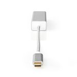 adaptor retea usb-c tata - rj45 mama, gigabit, 0.2m, argintiu, nedis
