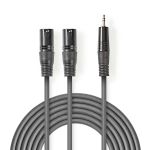 cablu audio stereo 2x xlr 3-pin tata - 3.5mm tata 3m gri sweex