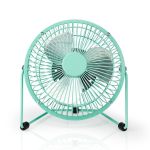 mini ventilator din metal nedis, diametru 15 cm, alimentat prin usb, turcoaz