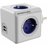 fisa in forma de cub 4 prize schuko si 2xusb, albastru allocacoc