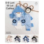 Compleu 3 piese Engros pentru bebelusi, din catifea, cu model