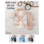 Compleu 3 piese Engros pentru bebelusi, din catifea, cu model