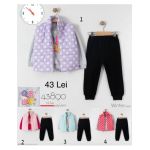 Compleu vatuit Engros pentru fete, 3 piese, cu model imprimat