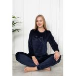 PIJAMA DAMA BAKI CATIFEA 511 BLEUMARIN ENGROS