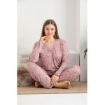 Pijamale Dama Battal Compact Penye Baki 02 Engros