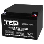 acumulator 12v stationar vrla, dimensiuni 165 x 175 x 125 mm, baterie 12v 26ah m5, ted electric ted003638