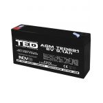 acumulator 6v stationar vrla, dimensiuni 151 x 34 x 95 mm, baterie 6v 9.1ah f2, ted electric ted002990