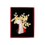 Brosa En-gros Aranjament Floral, marime mare, ambalata in cutie rosie, 8.5×6.5×2.5cm