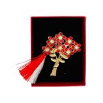 Brosa En-gros Buchet cu Flori, marime mare, ambalata in cutie rosie, 8.5×6.5×2.5cm