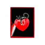 Brosa En-gros Cat Love, marime mare, ambalata in cutie rosie, 8.5×6.5×2.5cm