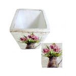 Ghiveci Flori Ceramica Patrat Lalele Mov, 4 buc/set Engros