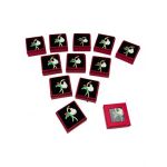 Set 24 Brose Martisor in cutiuta cu fereastra, 5×5cm, Ghiocel Norocos, model 2024, en-gros
