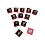 Set 24 Brose Martisor in cutiuta cu fereastra, 5×5cm, Lalea Rosie, model 2024, en-gros