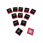 Set 24 Brose Martisor in cutiuta cu fereastra, 5×5cm, Libelula Albastra, model 2024, en-gros