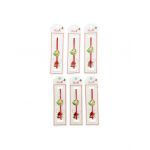 Set 24 de Bratari Martisor, Ghiocel Norocos, snur rosu elastic, model 2024, en-gros