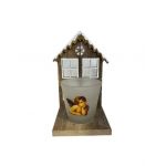 Suport lemn pentru lumanare decorativ cu inger Xmas, DecorCasa, Engros