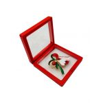 Brosa Martisor En-gros, Ghiocel cu Buburuza in cutie cu expunere 3D, 8.5×8.5×2cm
