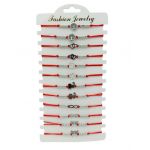 Set En-gros 12 Bratari Martisor, bile si simbol din Inox, snur rosu reglabil, modele diferite in set