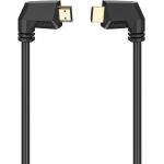 Cablu video Hama HDMI Male - HDMI Male, v2.0, 1.5 m, Conector 90°, Negru