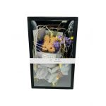Cadou Engros, Buchet cu Flori naturale uscate si Iepuras + Jucarie din plus, ambalaj deosebit, 26.5×16.5×6cm