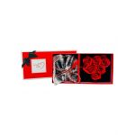 Caseta Eleganta En-gros cu 6 Trandafiri de sapun si Esarfa din matase, 3culori, 22.5×11.5×5cm