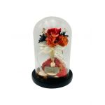 Cupola din Sticla En-gros, cu Buchet din Flori naturale Criogenate, Crazy Love, ambalaj de cadou deosebit, 28×18×18cm