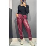 Pantaloni piele ecologica cu elastic jos, en-gross