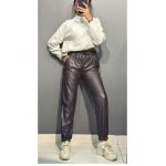 Pantaloni piele ecologica cu elastic jos, en-gross