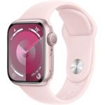 SmartWatch Apple Watch S9, 41mm Carcasa Aluminium Pink, Light Pink Sport Band - S/M