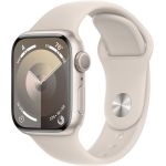 SmartWatch Apple Watch S9, 41mm Carcasa Aluminium Starlight, Starlight Sport Band - M/L